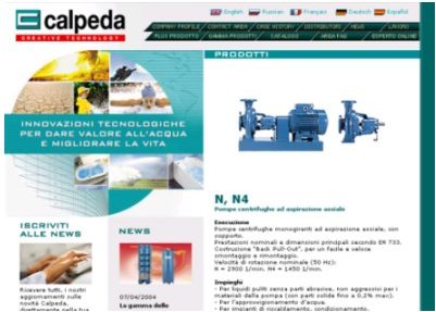 Die Calpeda – Website präsentiert sich in einem neuen Look