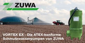 ATEX-konforme Schmutzwasserpumpen für Biogasanlagen von Zuwa