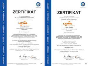 Lewa vom TÜV zertifiziert