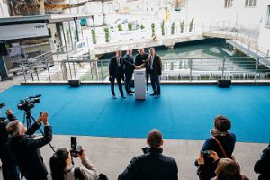 Feierliche Eröffnung des Kleinwasserkraftwerks „Alte Bleiche“ auf dem Voith-Gelände in Heidenheim