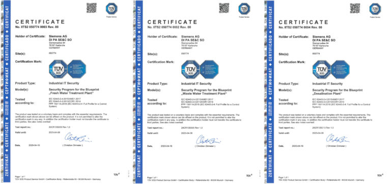 TÜV Certifications for Siemens Process Control Systems in the Water and Waste Water Industry