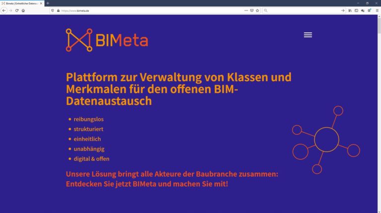 BIMeta – die erste digitale Plattform für alle BIM-Klassen und -Eigenschaften im Bauwesen