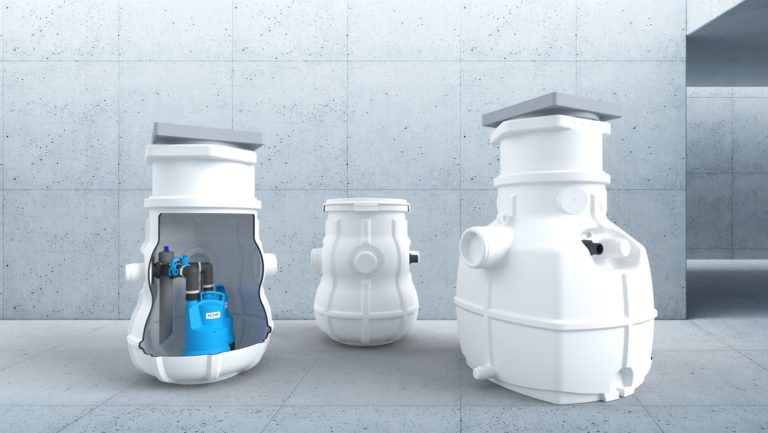 Sanitärtechnik: HOMA Hebeanlagen mit Sammelbehälter für höheres Schmutzwasseraufkommen