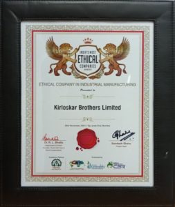 Kirloskar Brothers Limited wins ‘India’s Most Ethical Company’ Award