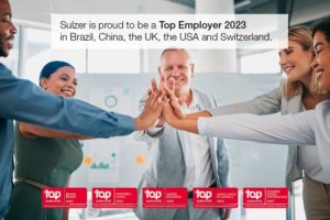 Sulzer erhält die Auszeichnung Top Employer 2023 in mehreren Ländern